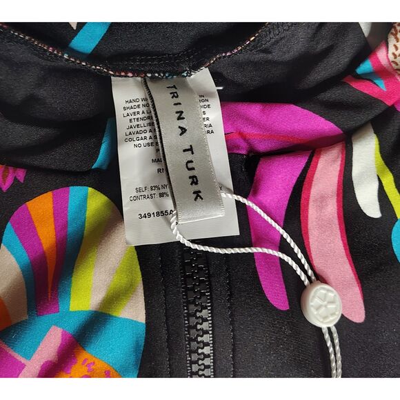 NWT Trina Turk Long Sleeve Zip-Up Paddle Suit Size S Neon Floral Style: 3691255 - Picture 4 of 11